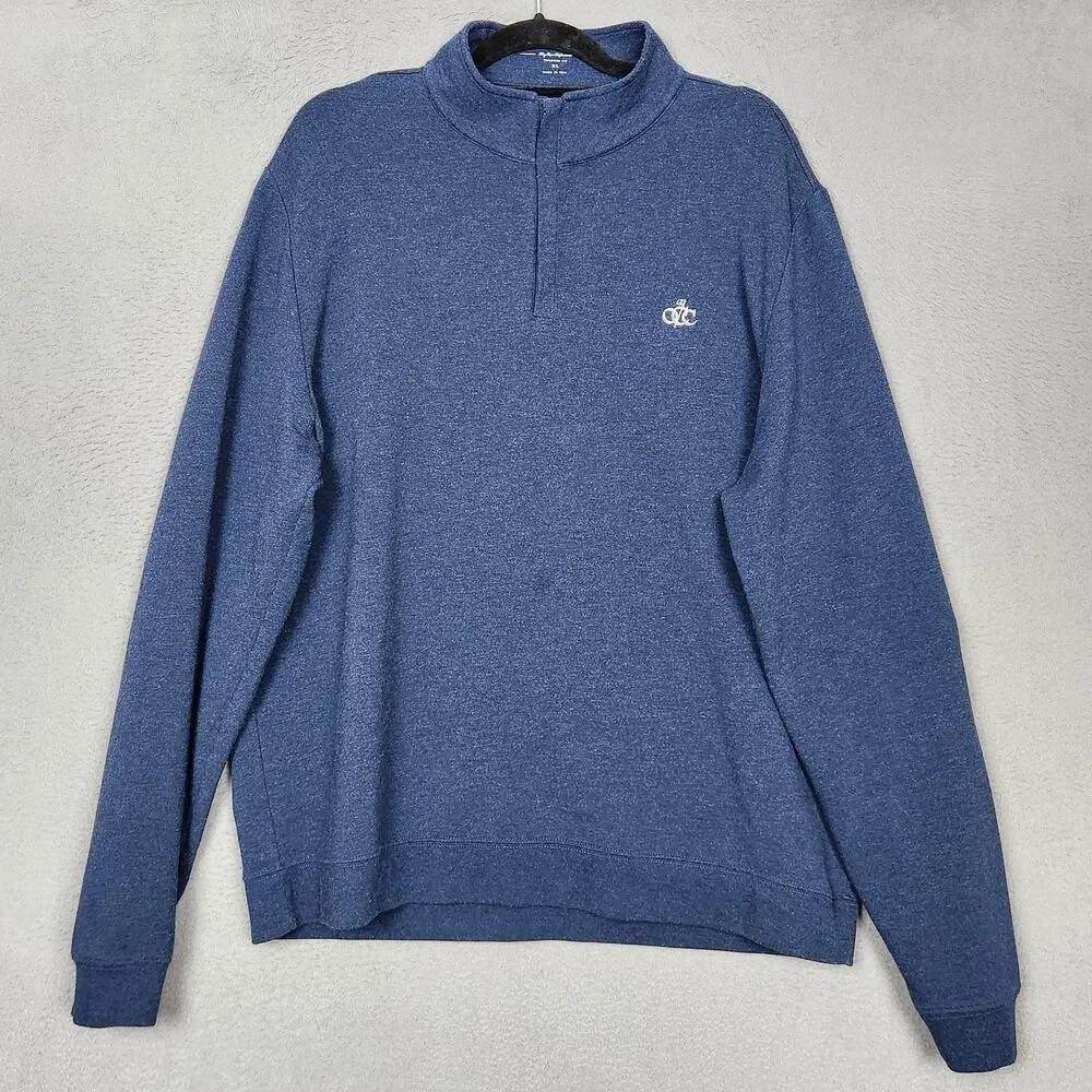 Holderness & Bourne Harper Pullover Mens XL Blue Heathered Atlantic 1/4 Zip
